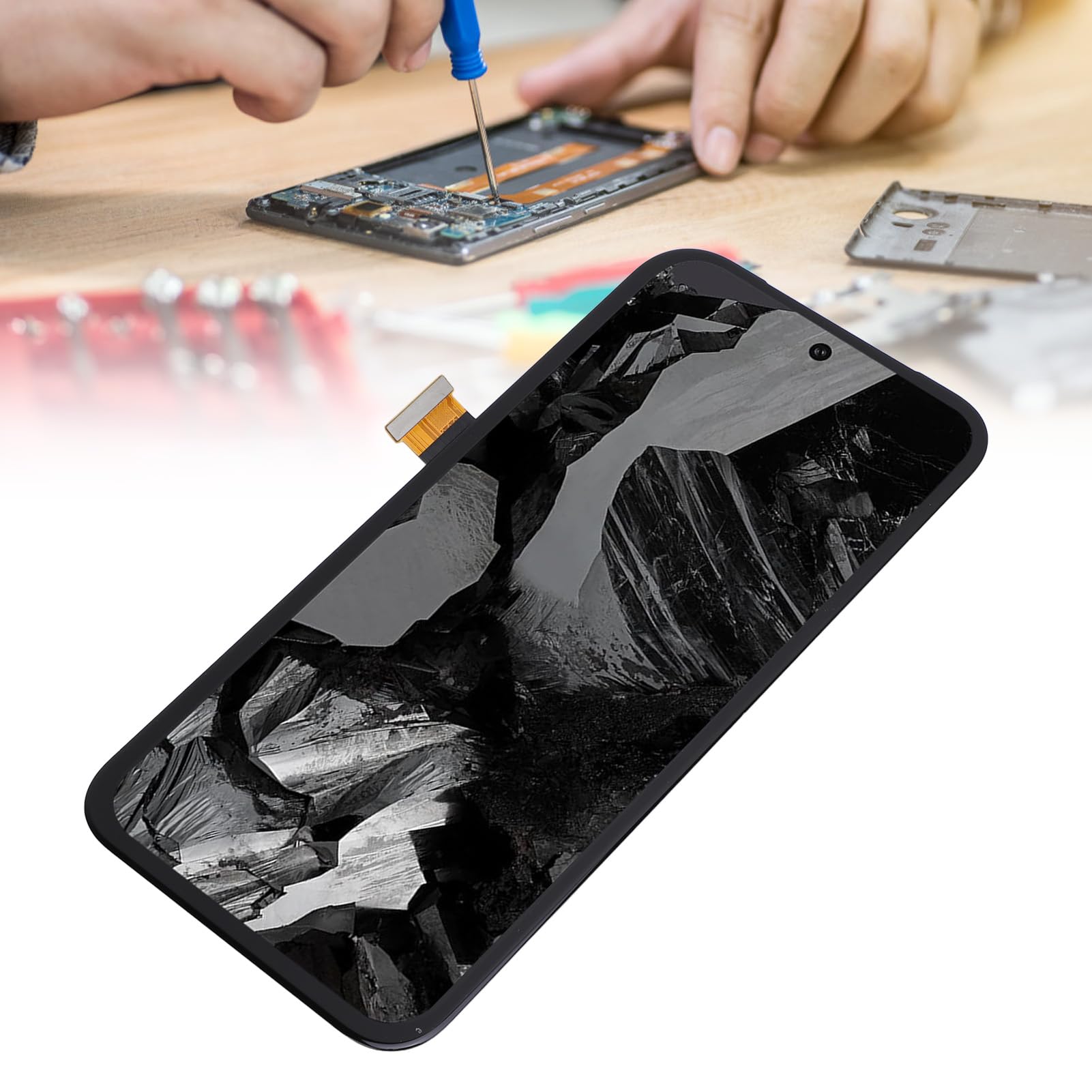ASHATA Sostituzione dello Schermo del Telefono con Strumenti di Riparazione per 8A GKV4X G6GPR G8HHN 6,1 Pollici AMOLED Ad Alta Risoluzione per Soluzioni di Fissaggio Rapidi