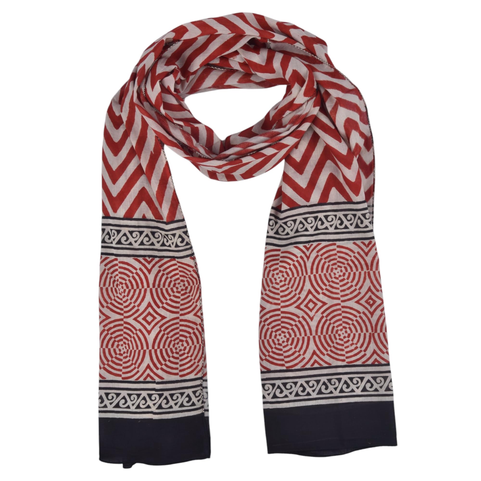 Vivanta Cotton Scarf for Women, Handmade Block Print Floral Shawl & Wrap, Lightweight Thin Fashion Scarf for Neck, Head Cover