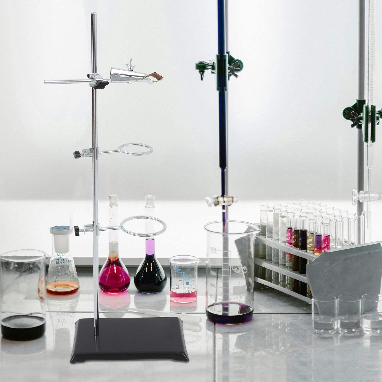 LIFKOME Soporte De Laboratorio Metálico Base Ancha Soporte De Embudo y Abrazadera Para Adecuado Para Enseñanza y Experimentos Científicos