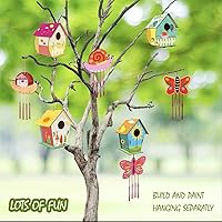 Vista 6 de Paquete de 4 Kits DIY de Casa de Pájaros y Campana Eólica para Niños para Construir y Pintar, Artes y Manualidades de Madera para Niñas, Niños