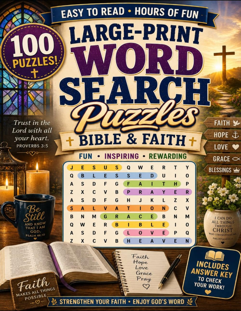 Large-Print Word Search Puzzles: Bible & Faith (Large Print Palooza)