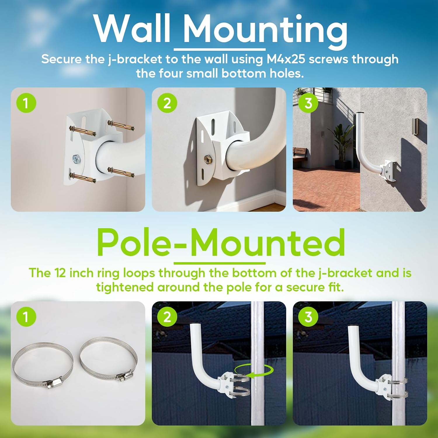 Universal Wireless Bridge Bracket Mount, 4-Pack J Pole Mounts, 180 Adjustable Wall-Mounted Mount for Outdoor Point to Point AP Access Point Client Bridge CPE, Antenna Mounting Pole Bracke