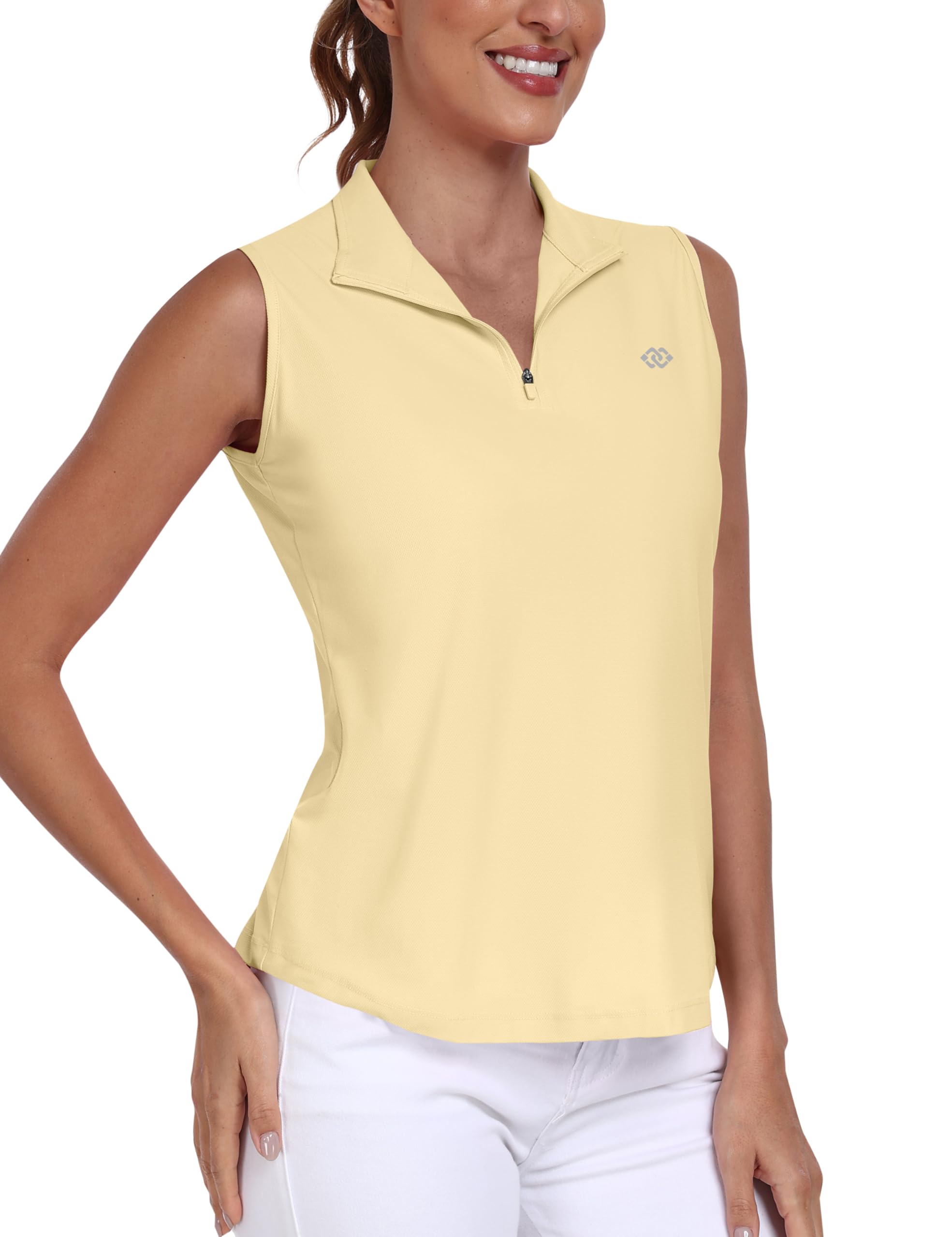 MoFiz Women's Golf Polo Shirts Tennis Shirt Quarter Zip Sleeveless Athletic Tank Tops Quick Dry Upf50+ Moisture Wicking