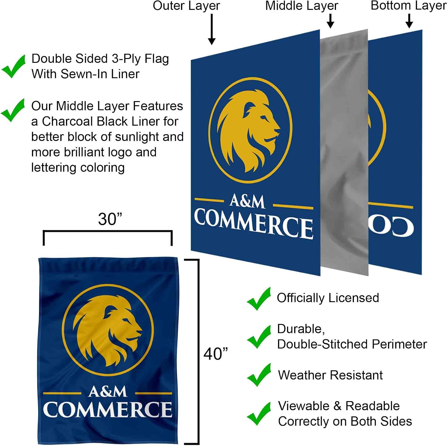 Texas A&M Commerce Lions Gold Lion Double Sided House Flag