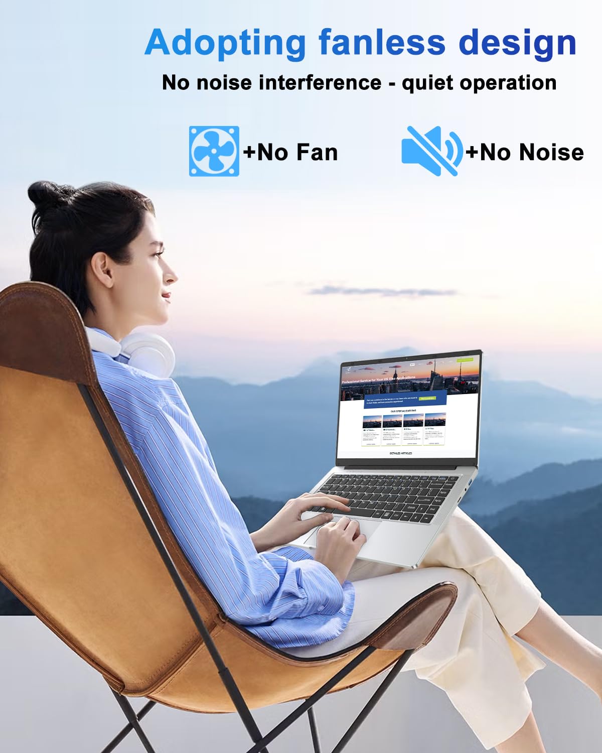 Ordinateur Portable 14 pouces 2 cœurs (jusqu’à 2,6 GHz) PC Portable 6 Go DDR4 128 Go SSD, WiFi 5G, Mini-HDMI, Design Sans Ventilateur Computer, Idéal pour Étudiants, Entreprise – Souris Incluse