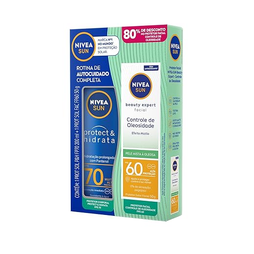NIVEA Kit Sun Protetor Solar Protect&Hidrata FPS 70 200ml + Protetor Solar Facial Beauty Expert Controle de Oleosidade FPS 60 40ml