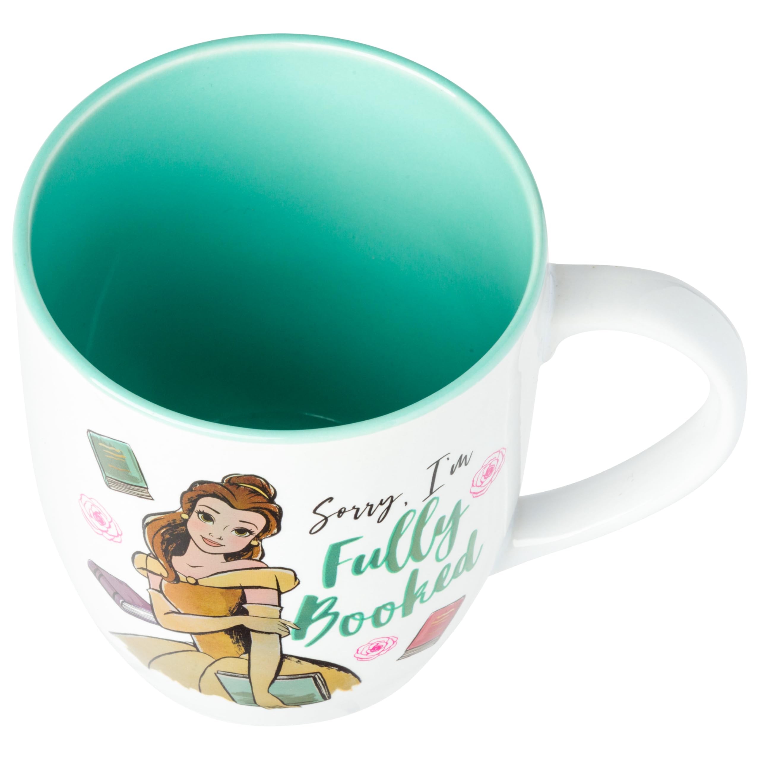 Amazon.com | Silver Buffalo Disney Princess Beauty and the Beast Belle  Sorry, I'm Fully Booked Ceramic Mug, 18 Ounces: Coffee Cups & Mugs