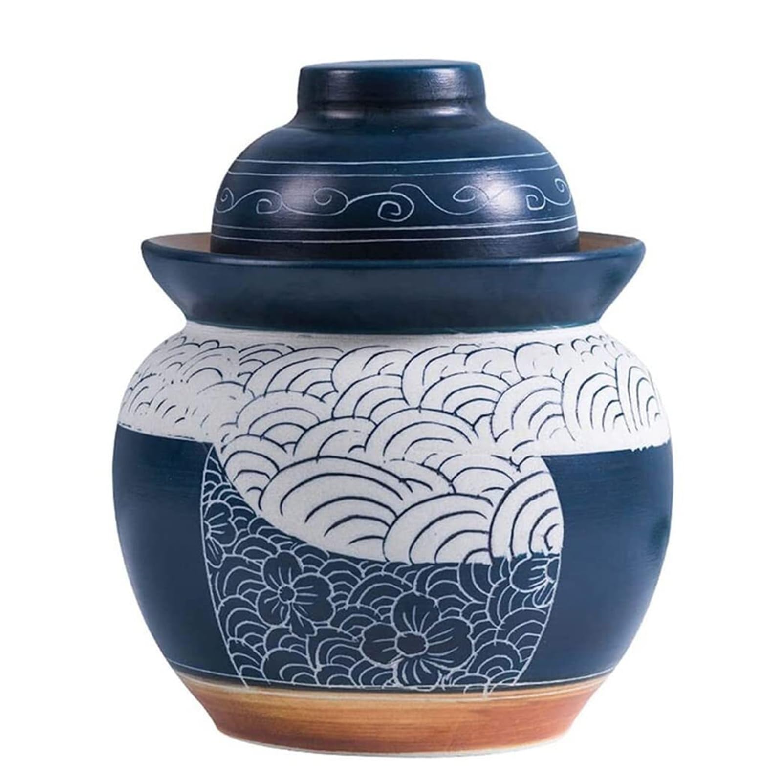 Ceramiczny słoik fermentacyjny z pokrywką uszczelką wodną, ​​chiński porcelanowy garnek do marynowania przechowywania warzyw pojemnik kuchenny użytku domowego(M)