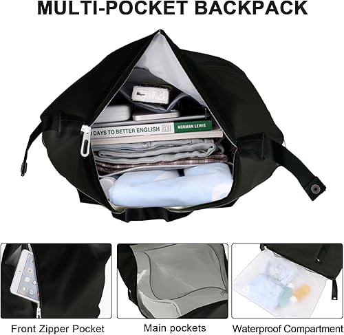 Miniatura 3 de Mochila de gimnasio, bolsa de gimnasio con compartimento para zapatos, mochila de viaje ligera para entrenamiento, deportes, casual, mochila para