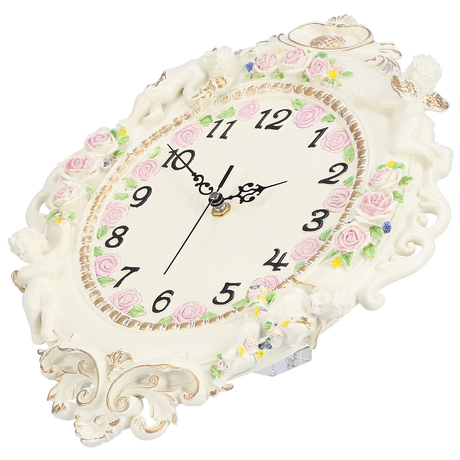 Wanduhr, Elegante, Stumme Wanduhr Im Europäischen Stil für Wohnzimmer, Büro, Kunstharz, 39 X 31,5 cm