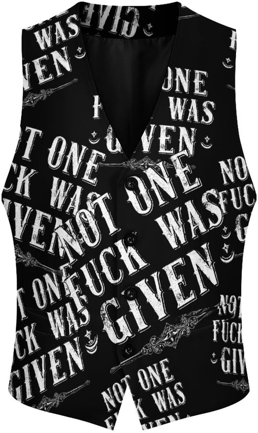 Not One Fck Was Given Men's Suit Vest Business Tuxedo Dress Vests Waistcoat Wedding Party