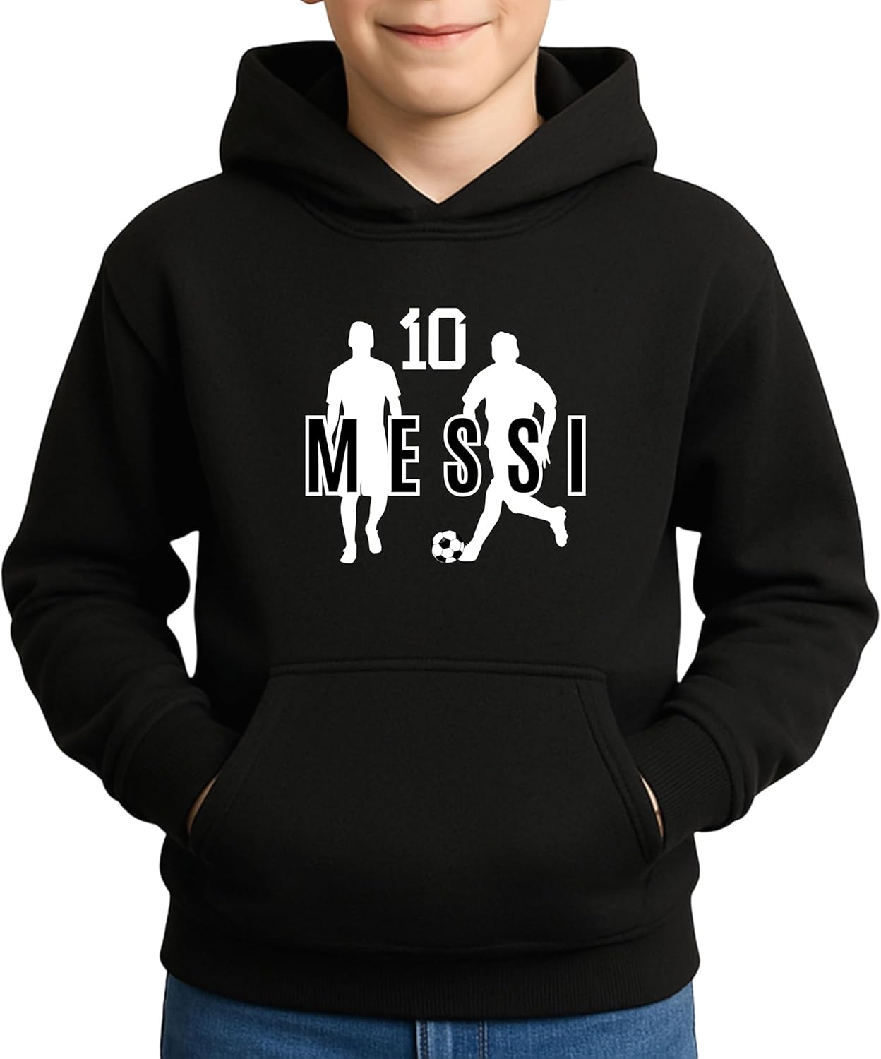Goat #10 Youth Hoodie for Boys & Girls | Kids Soccer Fan Legend | Two Silhouette Design Pullover