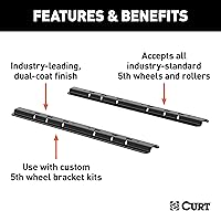 Vista 3 de CURT 16104 Industry-Standard 5th Wheel Hitch Rails, Gloss Black, 25,000 Pounds