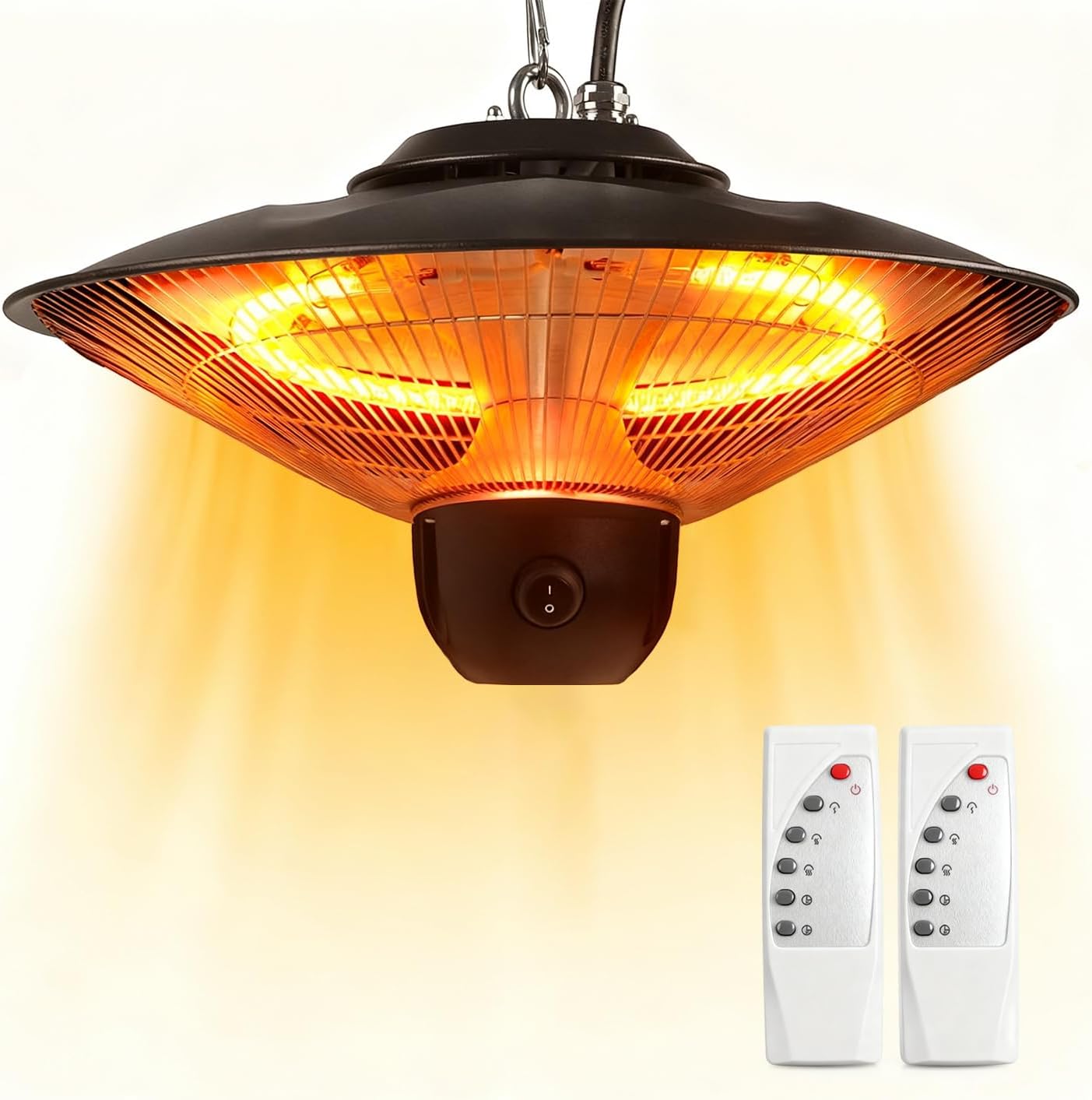 Electric Hanging Patio Heater, 1500W Outdoor Hanging Ceiling Heated with 3s Fast Heating, Quiet, Adjustable Chain, IP23 Waterproof, Overheat Protection, Perfect for Gazebo Garage Balcony