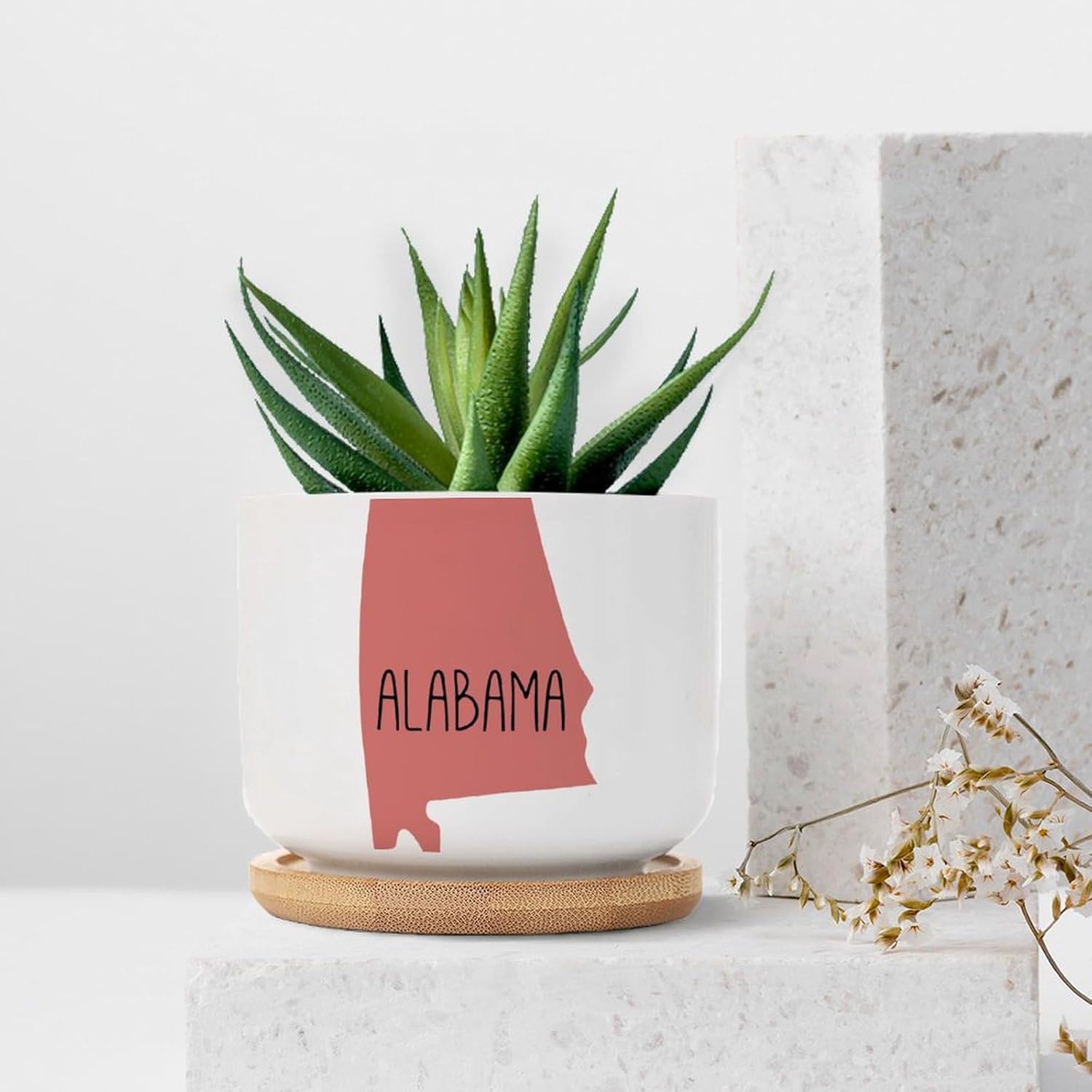 Alabama State Map Ceramic Planters Strong Pray Planters for Indoor Plants with Drainage Holes and Saucers Pot for Pots Outdoor Indoor Plants