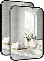 Pocetry Set of 2 Black Bathroom Vanity Mirrors 24x36 Inch - Matte Black Iron Frame, Rustproof, Shatterproof, Modern Farmhouse Wall Mount for Double Sinks