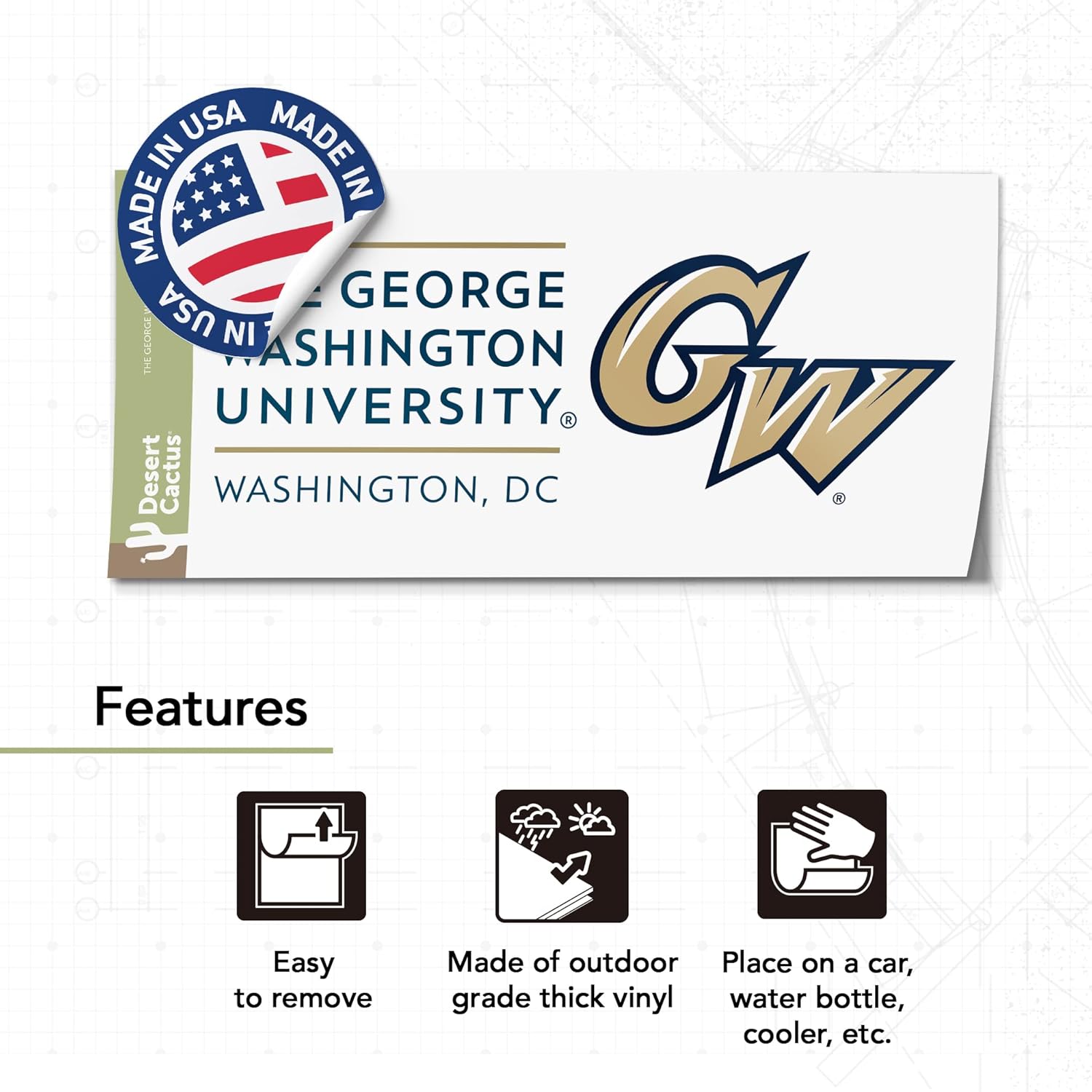 Desert Cactus George Washington University Car Accessories Metal License Plate Frame and Sticker for Front or Rear of Car (Sticker Frame Combo - Mascot) - Image 4
