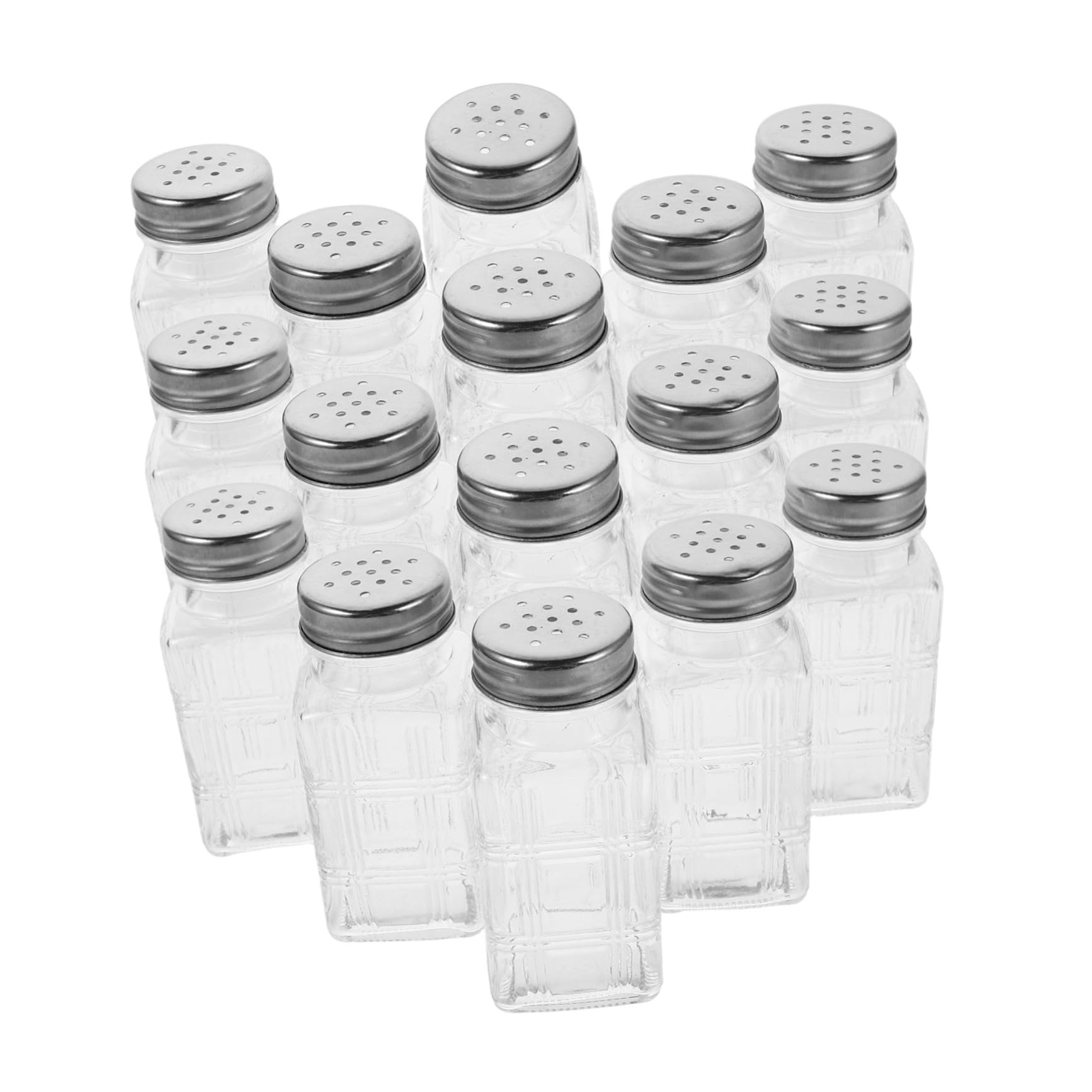 SOLUSTRE 16stücke Quadratische Gewürzgläser Aus Glas Transparente Gewürzflaschen Mit Deckel Für Küchenorganisation Wiederverwendbare Gewürzbehälter Für Pfeffer Und Gewürze