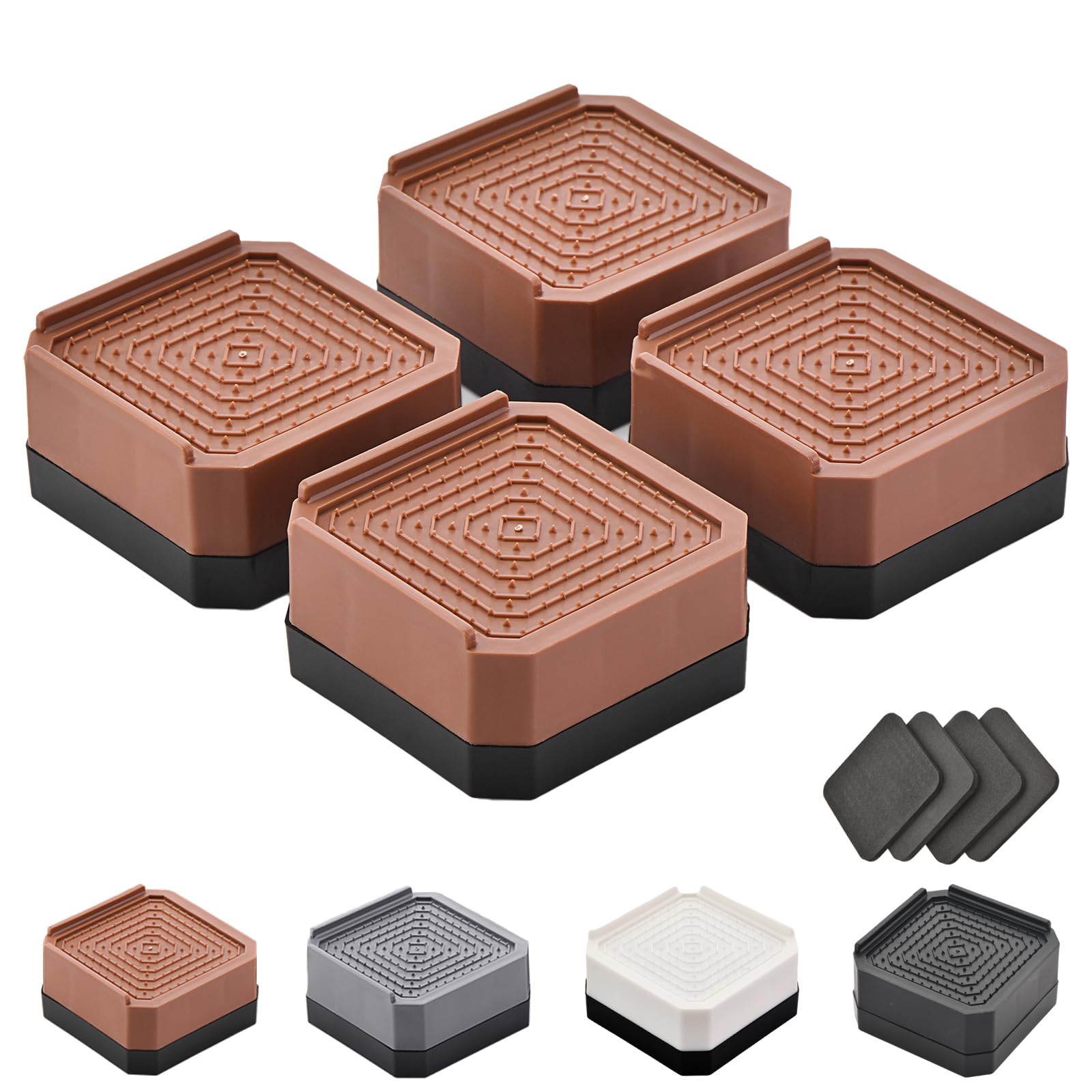 EclatBain Adjustable Bed Risers 1.5 Inch, 4000 lbs, 4 Pack Brown