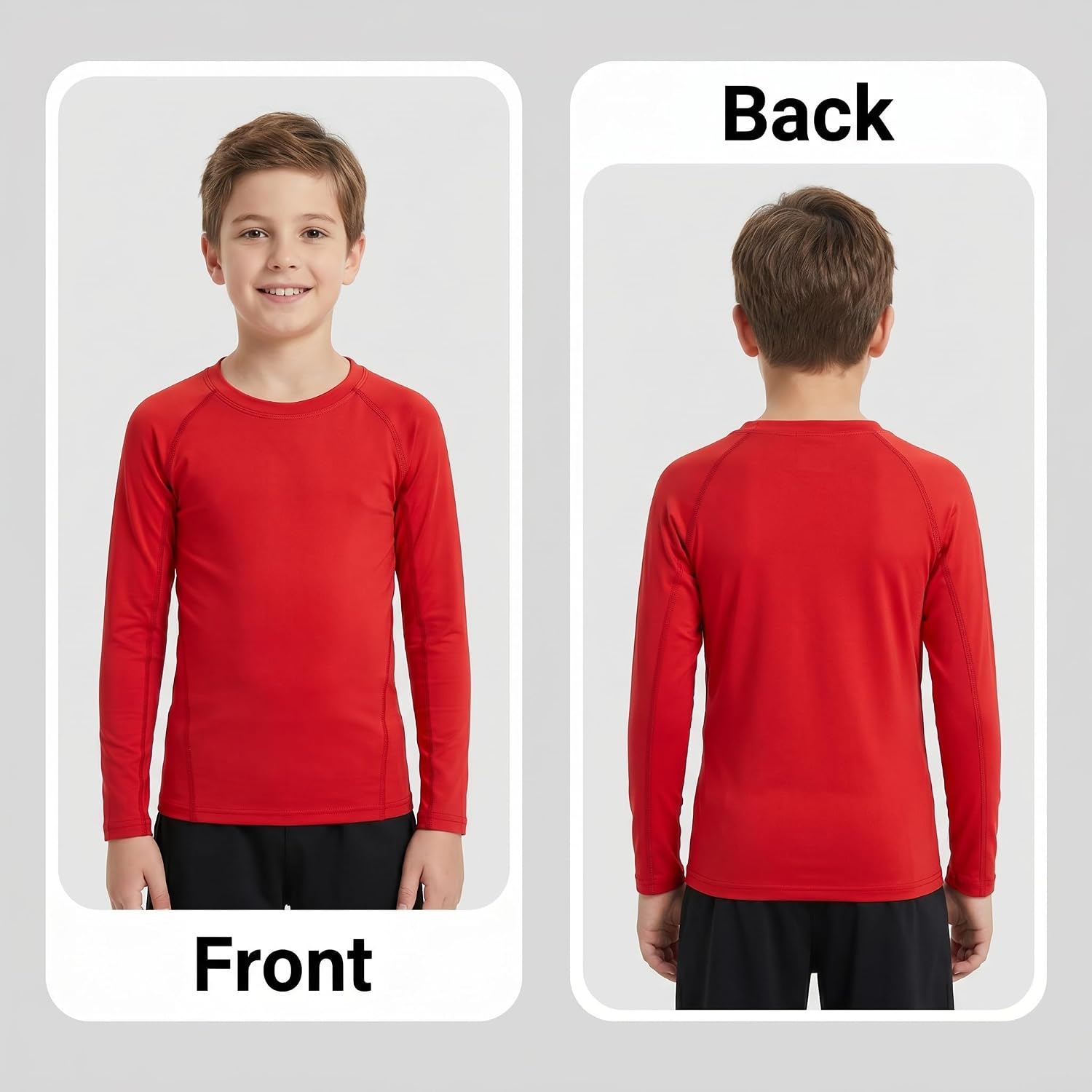 LANBAOSI Youth Long Sleeve Compression Shirt Kids Athletic Moisture Wicking Base Layer for Baseball Soccer