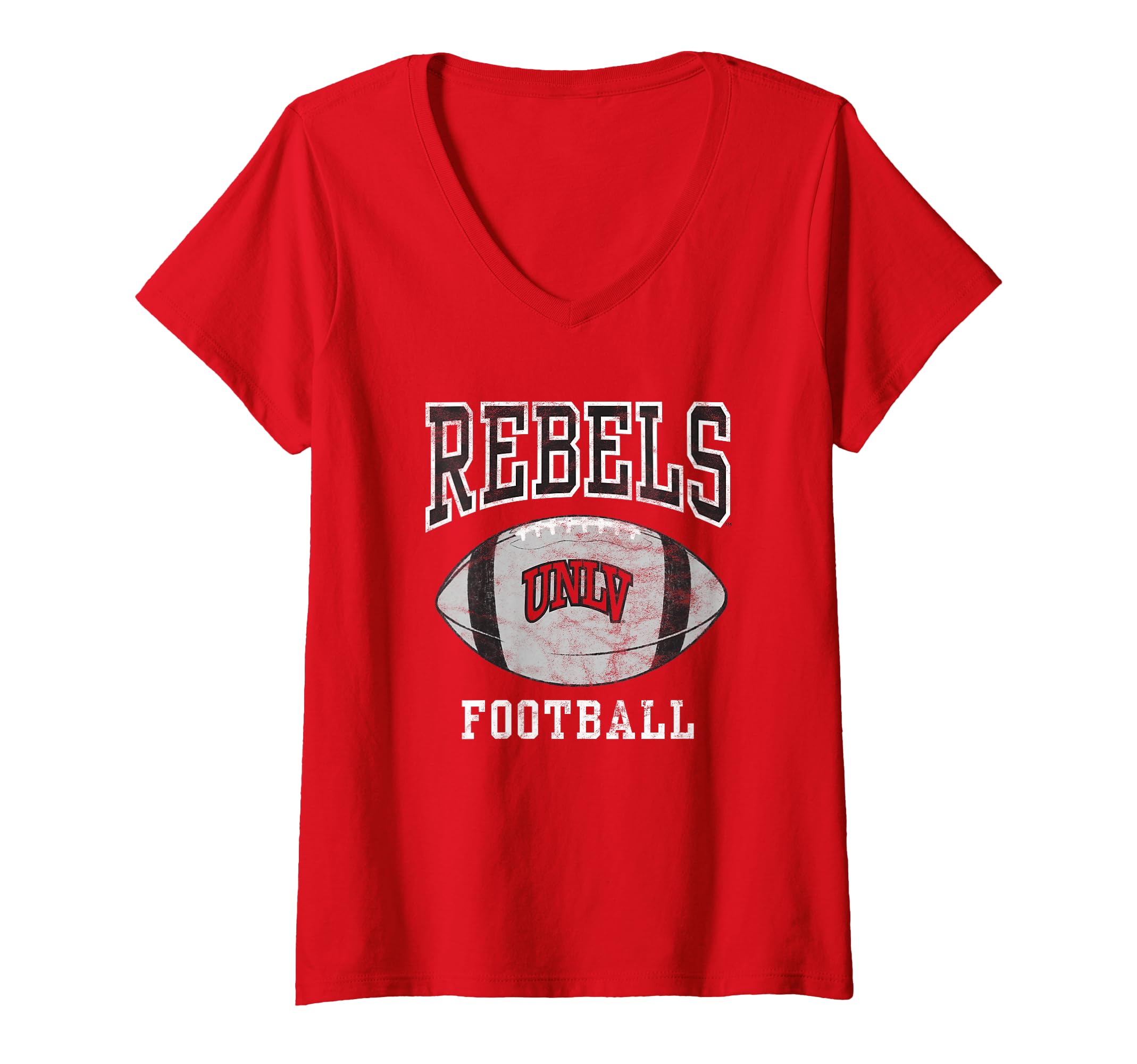 Womens Nevada Las Vegas UNLV Rebels Football Ball V-Neck T-Shirt