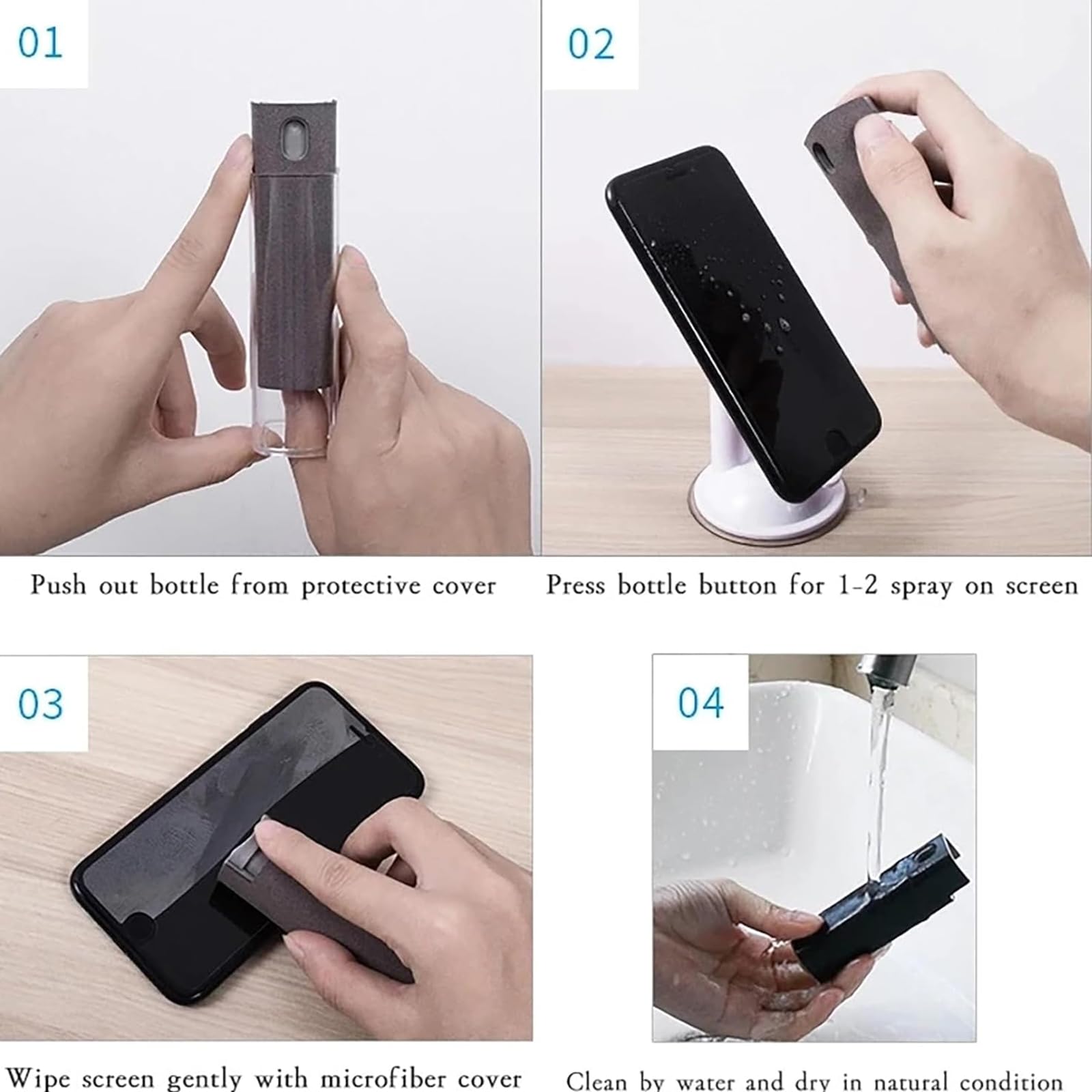 Pulitori per schermo mobile,2 in 1 Kit per Pulizia Portatile,per Tutti i Telefoni, Tablet, Laptop,Schermo per Auto, Superficie in Vetro.15ml