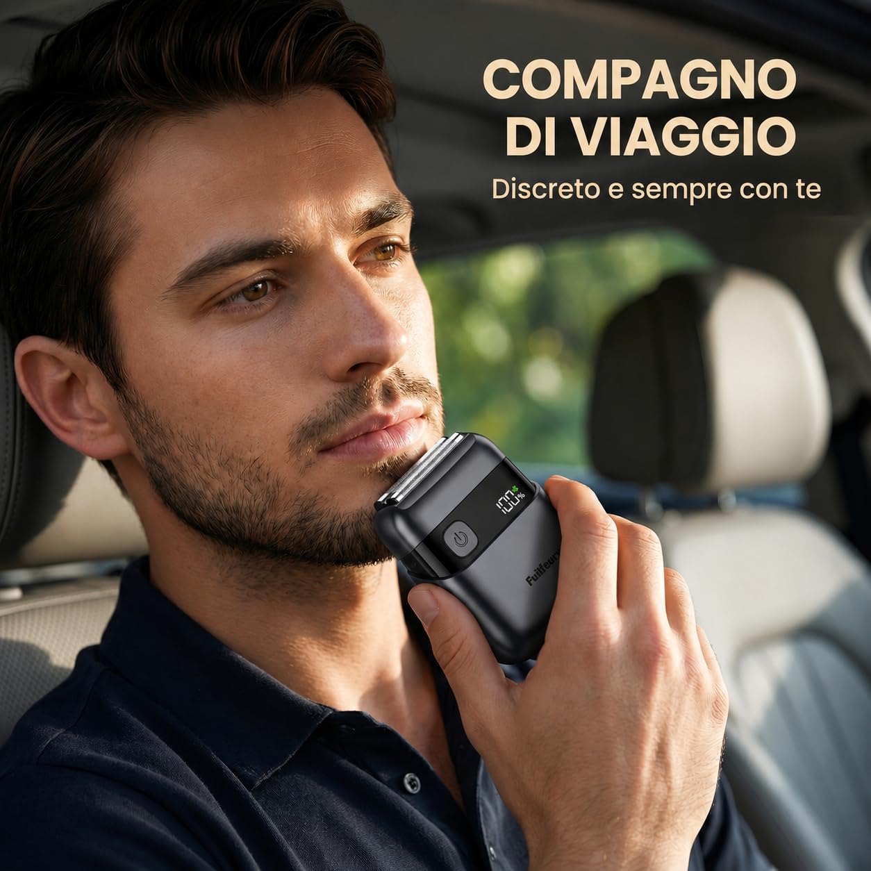 Mini Rasoio Elettrico Uomo Portatile, Rasoio da Barba e Viso Senza Fili IPX7 Impermeabile con Display LED, Ricarica Rapida USB-C, Lame di Precisione e Tecnologia Micro-Pettine per Viaggi e Casa