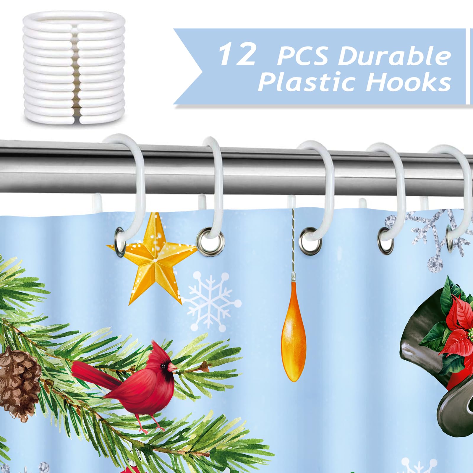 Bonhause Rideau De Douche Noël Renne Père Noël Hoho 180 X 180 Cm