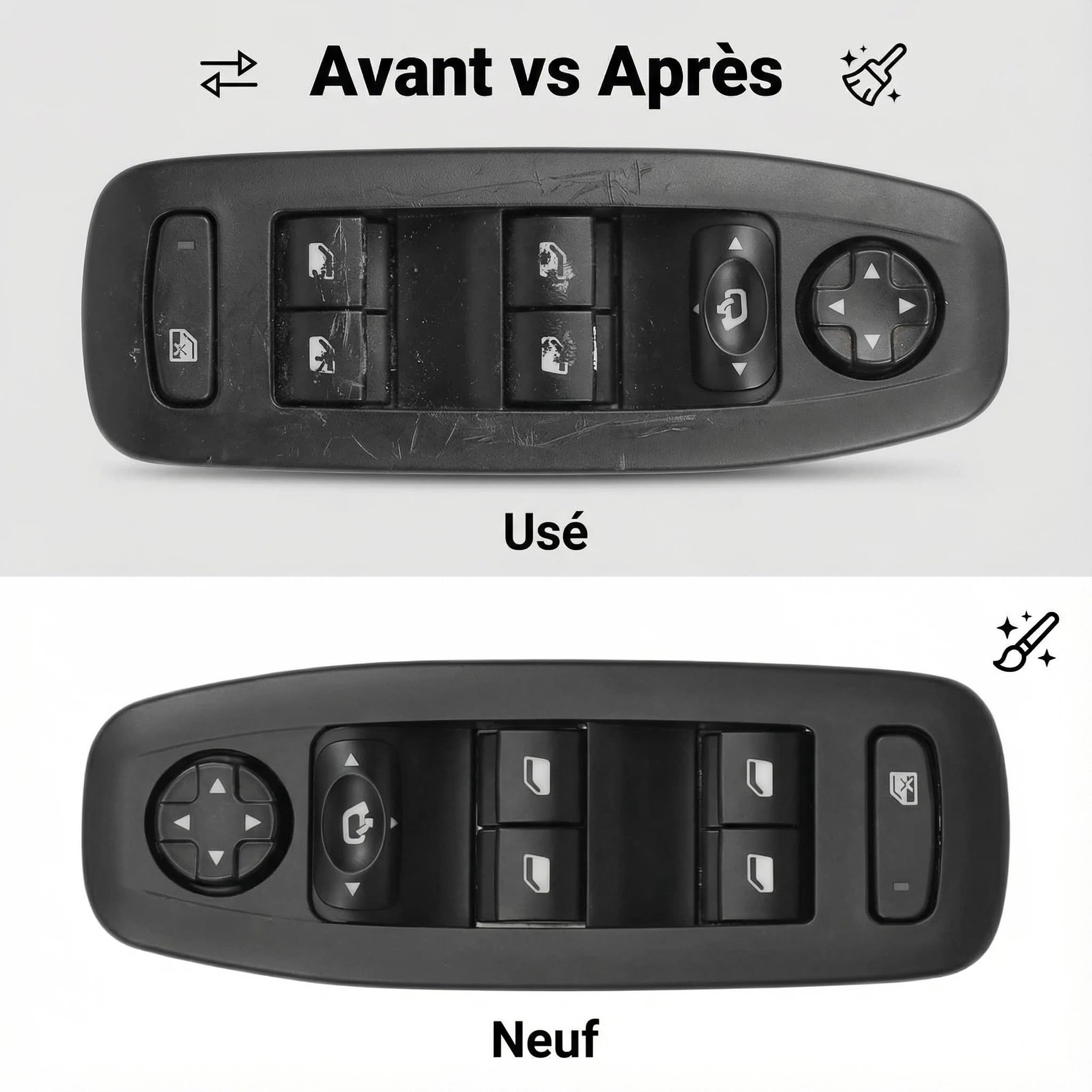Compatible avec PEUGEOT 96749624ZD Interrupteur Leve Vitre Conducteur Avant - Pour 208(2013-2018),2008(2013-2018) - Remplace l'OEM 96749624ZD