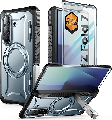 SUPCASE Funda para Samsung Galaxy Z Fold 7 con soporte (agarre UB), compatible con MagSafe Protector de pantalla de vidrio templado integrado