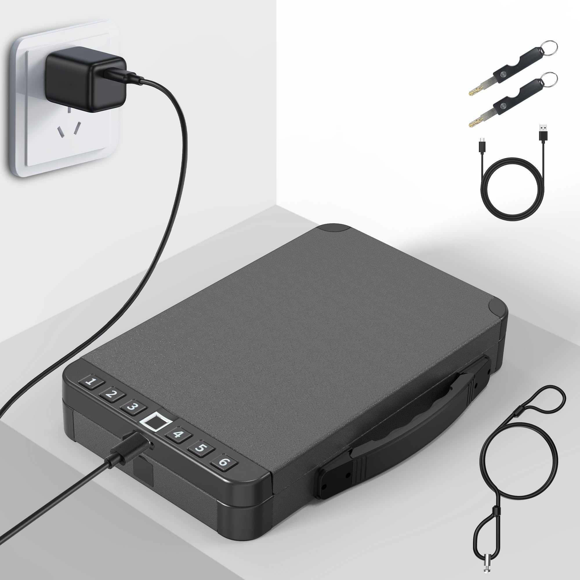 Cassaforte per pistola con accesso biometrico rapido, adatta per la maggior parte delle pistole per proprietari di casa e appassionati di viaggi, cassetta di sicurezza intelligente con serratura a