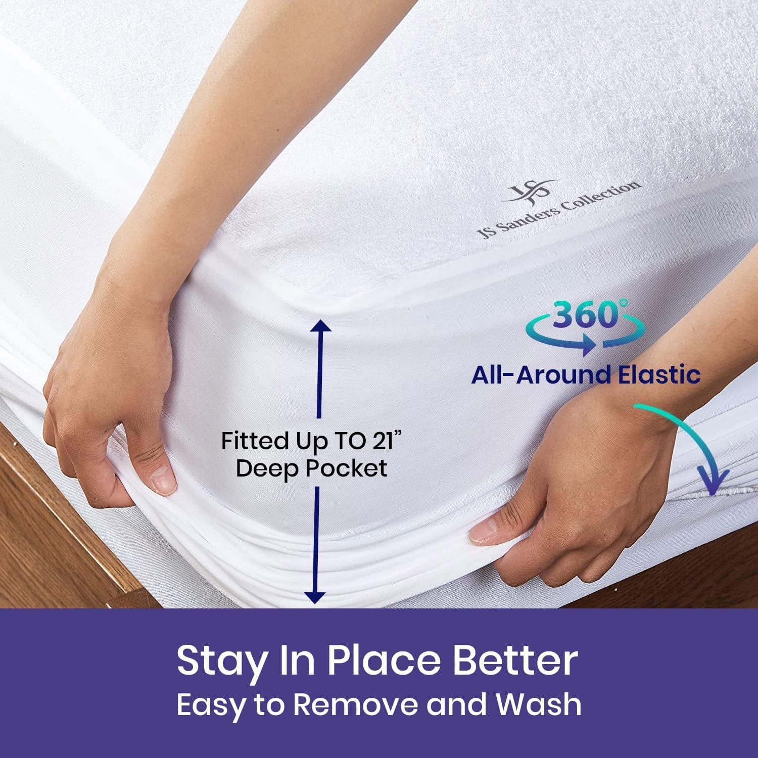 Flex Head Queen Waterproof Mattress Protector for Sleep Number Adjustable Beds, 100% Terry Cotton, Fitted Style 39" Half Split Mattress Cover, Fits Upto 18 Inch Deep Pocket, 60" x 80, White