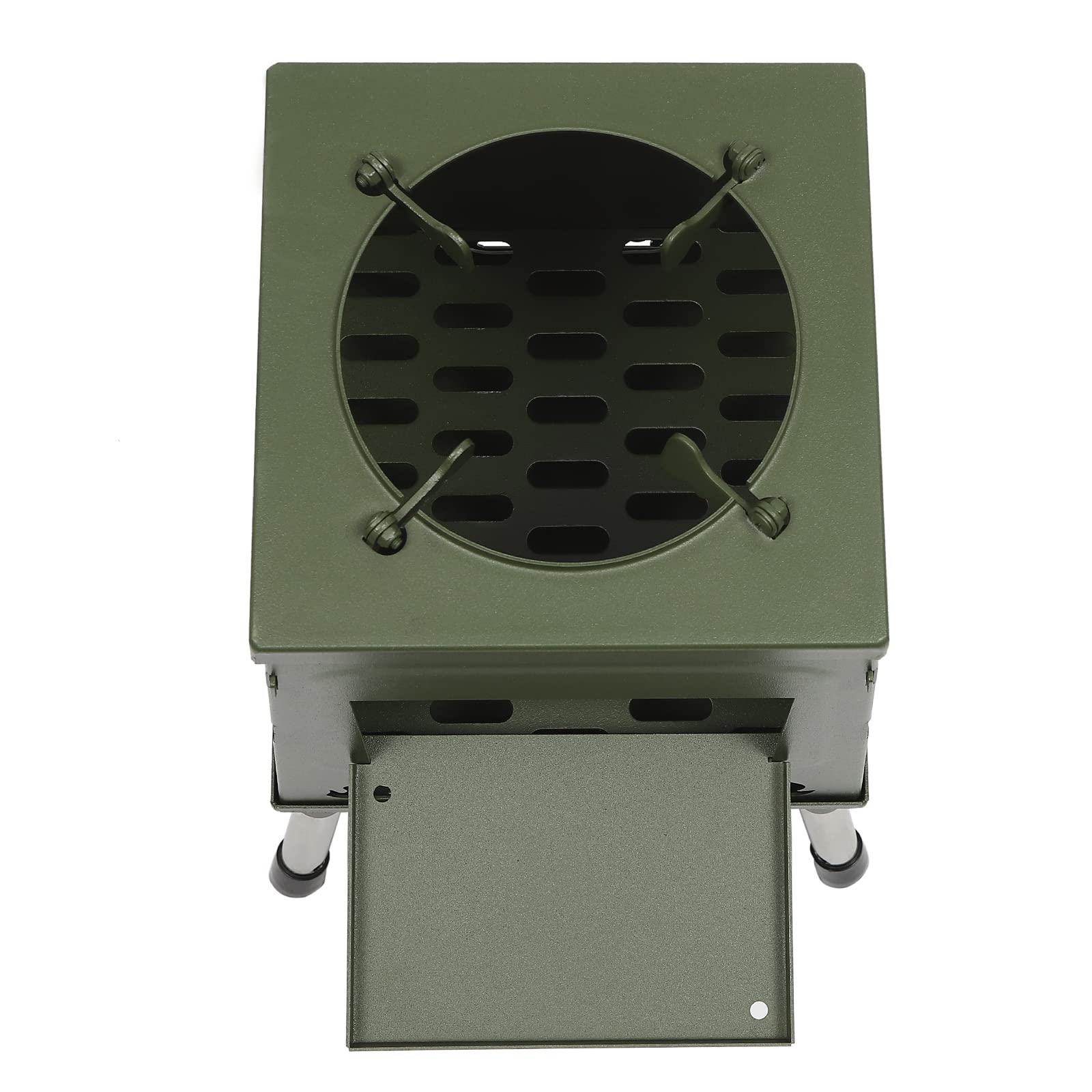 Outdoor Camping Holzofen, Zeltofen Outdoor-Küchenofen mit Verstellbarer Topfhalter, Campingzelt Kocher, Faltbarer Ofen Herd Heizung, Tragbarer Holzofen Gartenofen für 3-5 Personen (Grün)