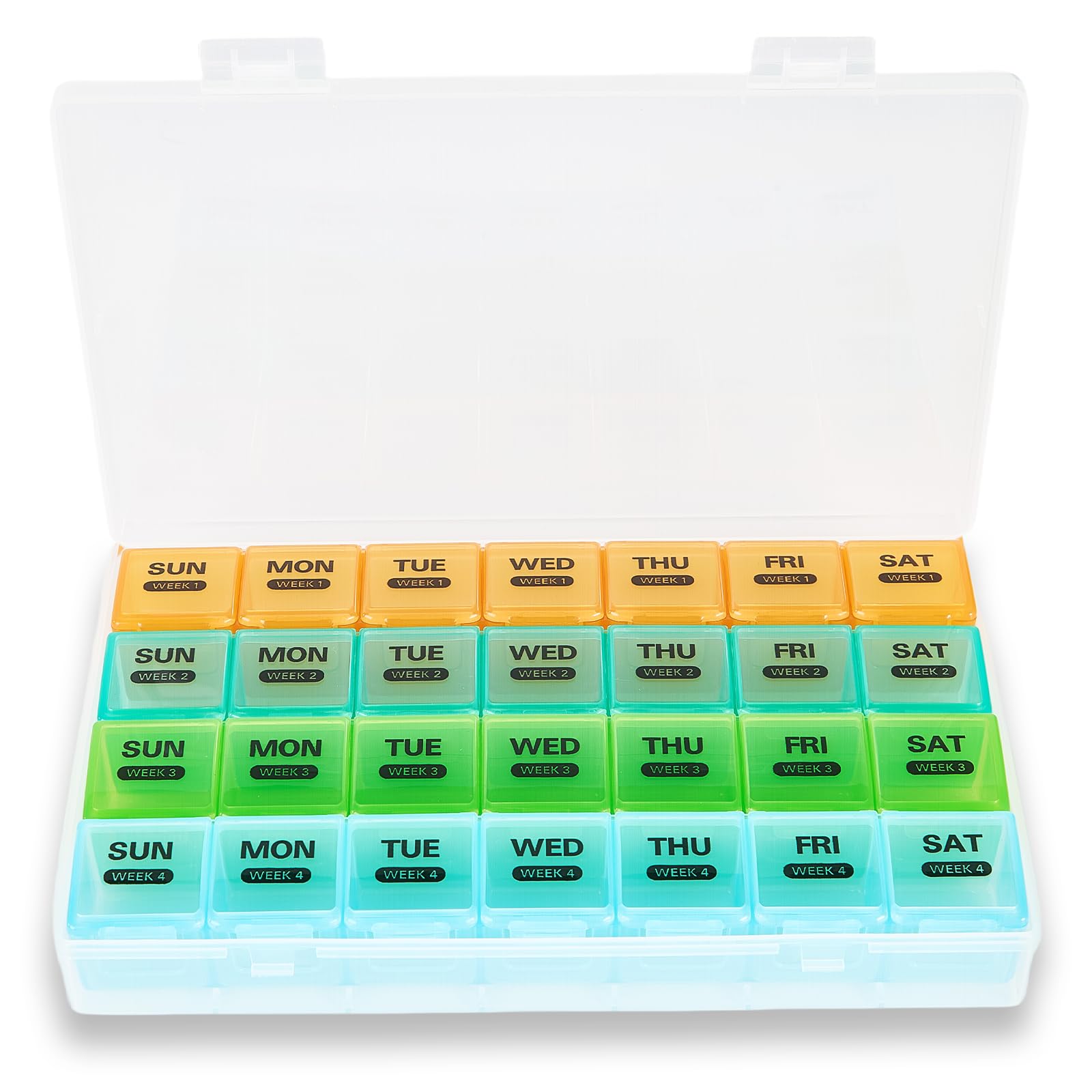 Monthly Pill Organizer Once a Day 4 Weeks a Month 28 Days in a Large Pill Box Portable