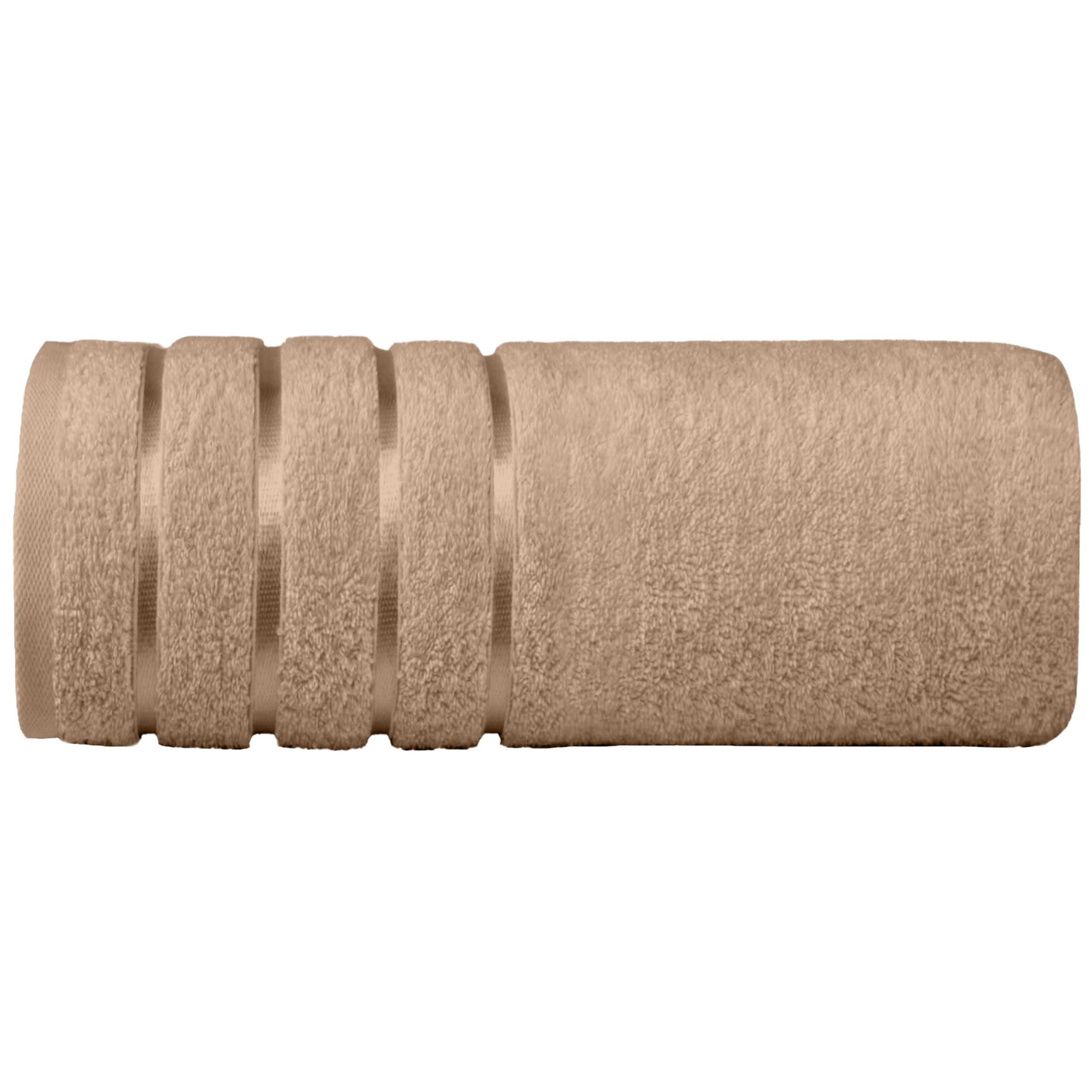 Elegant Comfort 100% Turkish Cotton 4 Lines Viscose Stripe Jumbo Bath Towel - Hotel Spa Quality Extra Large 35 x 70 Inch Bath Towel Ultra Soft, Super Absorbent Quick Dry Large Bath Towel, Taupe