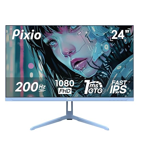 Pixio PX248 Wave Blue 24 inch 200Hz Refresh Rate FHD 1080p Resolution Fast IPS Panel 1ms GTG Response Time Adaptive Sync Built-in Speakers Blue Gaming Monitor - 24 inch - 200Hz 1080p - Blue