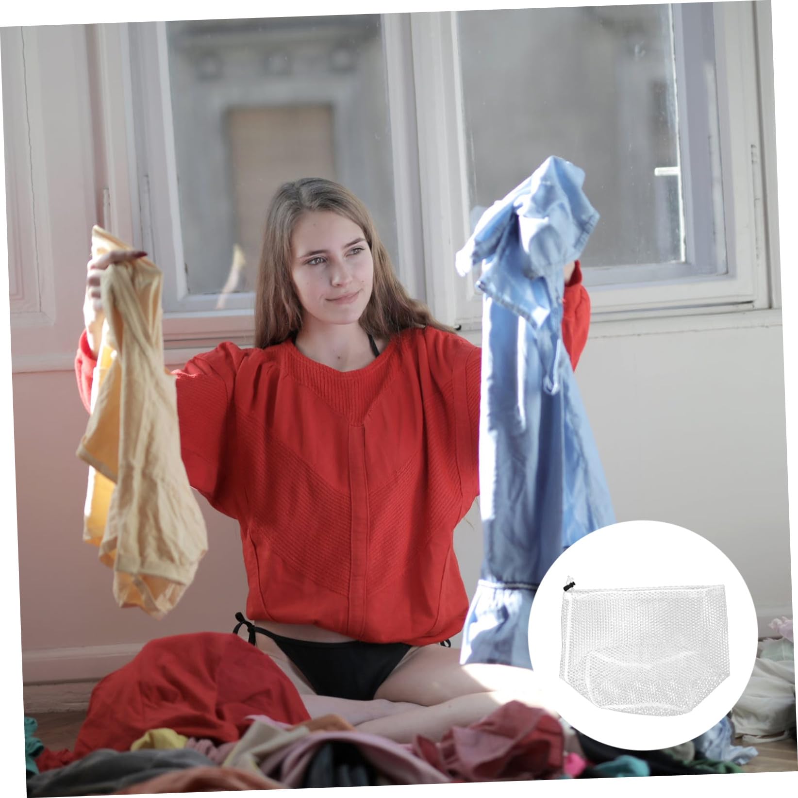 Cabilock 5 Stück Wäschenetz mit Kordelzug aus Polyester Robust und Schützend Verhindert Verformung der Wäsche für Waschmaschine und Haushalt zur Aufbewahrung von Socken und Spielzeug