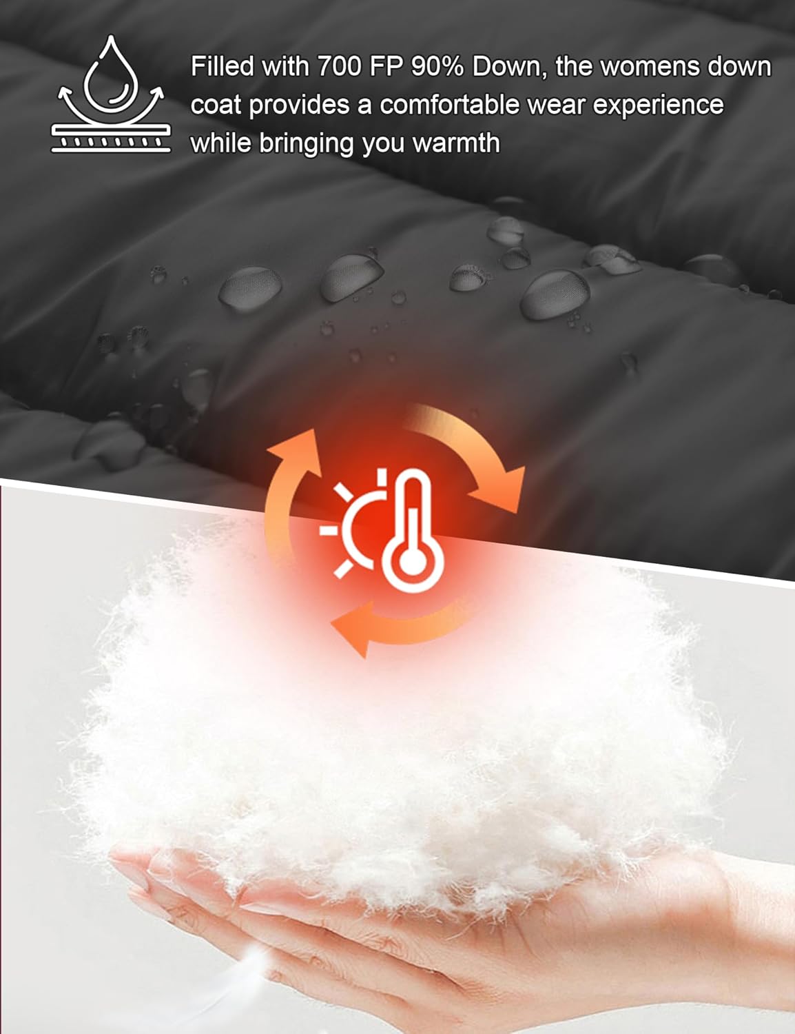 SLOW DOWN Women Lightweight Down Puffer Coat, Women Packable Hooded Mid-Length Winter puffer Jacket - Image 5