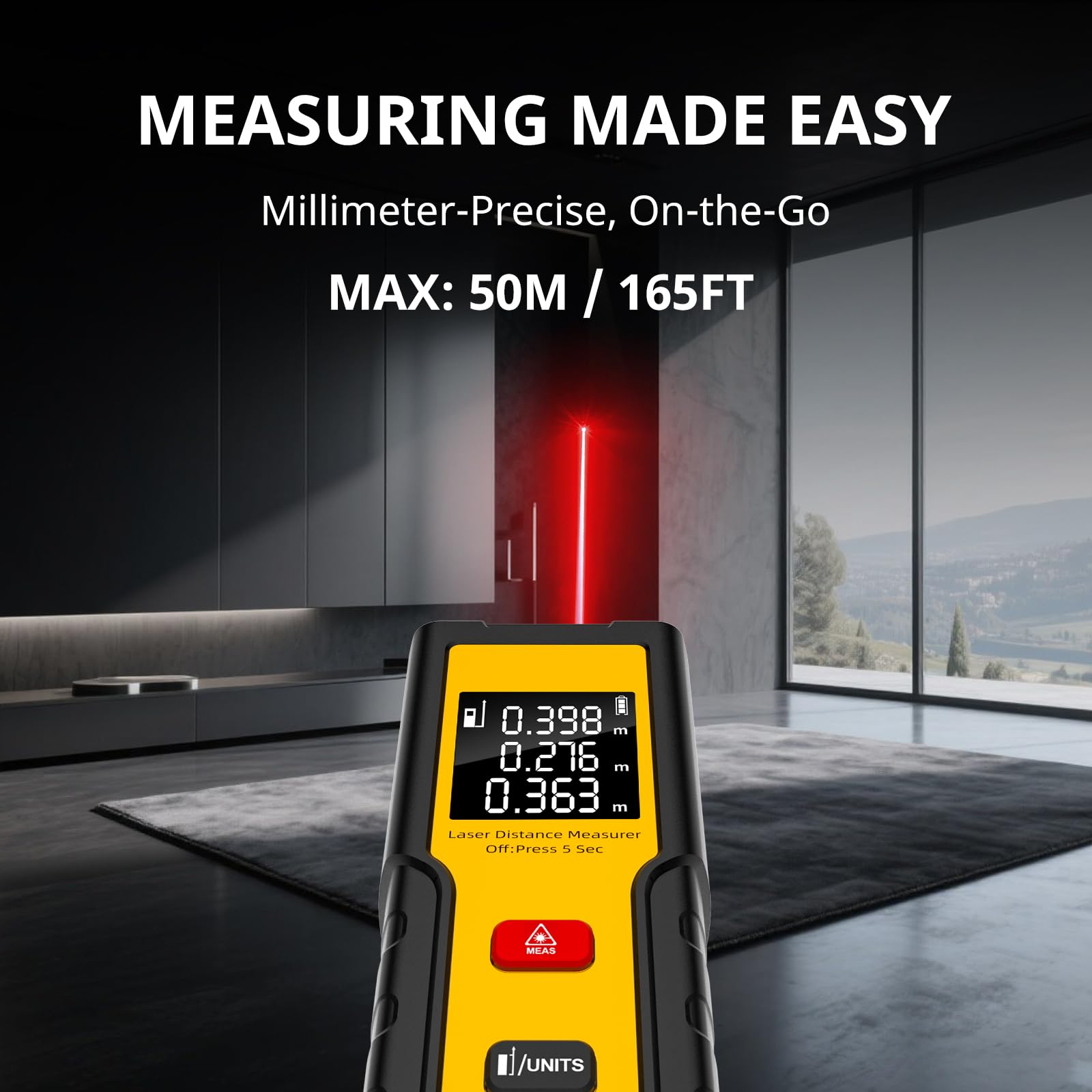 165ft Laser Distance Meters, Packet-Size Laser Measuring Tool — Amazon image 3