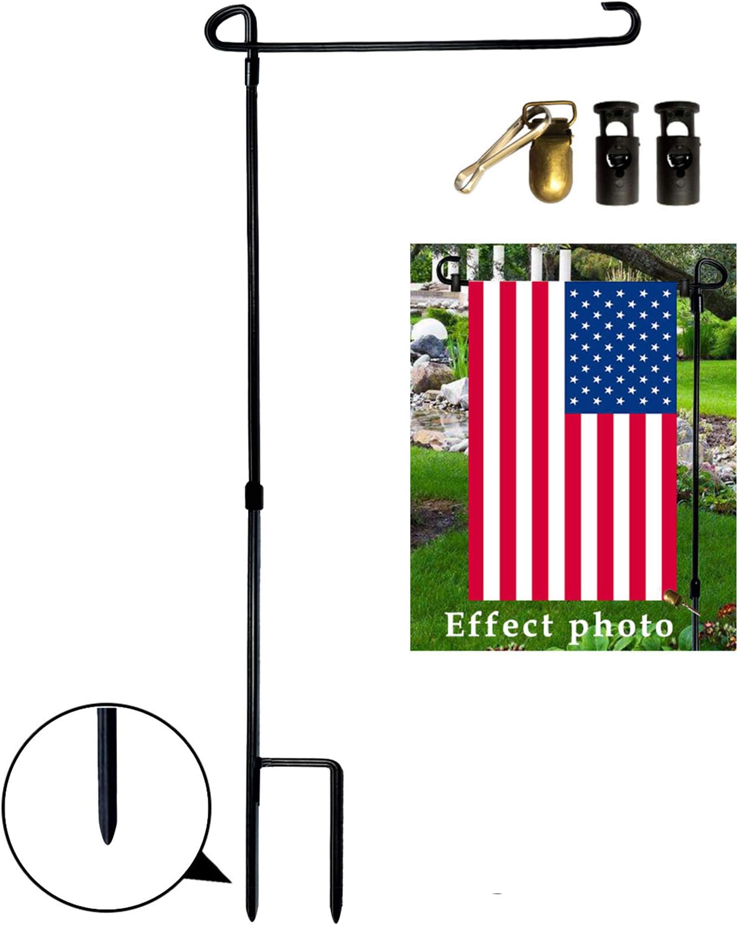 Garden Flag Stand Holder Iron Garden Flag Pole 36.5*X16.5inch with Flag stopper and Clips Display Garden Season Flag for yard Decroate your Garden