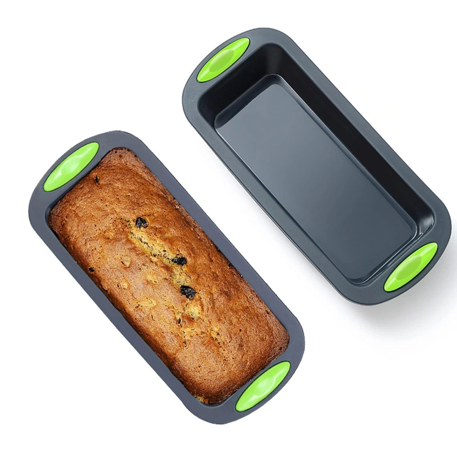 2 moldes de silicona para panadería, forma rectangular, resistente al calor y al frío (hasta 230 °C/-40 °C) para pan, pasteles y postres, apto para lavavajillas, antiadherente, fácil de desmoldar - 2