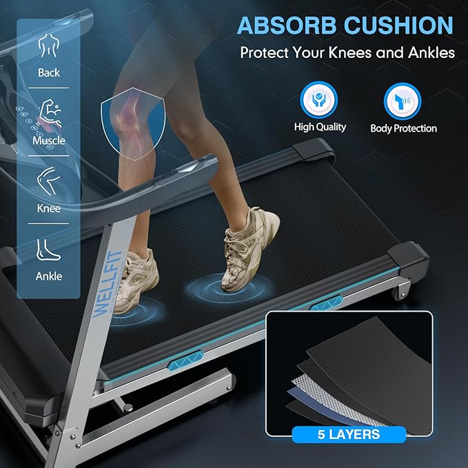 Caminadora Eléctrica Plegable con Inclinación Automática 15 Niveles y Motor 4HP Color Silver Black miniatura 8