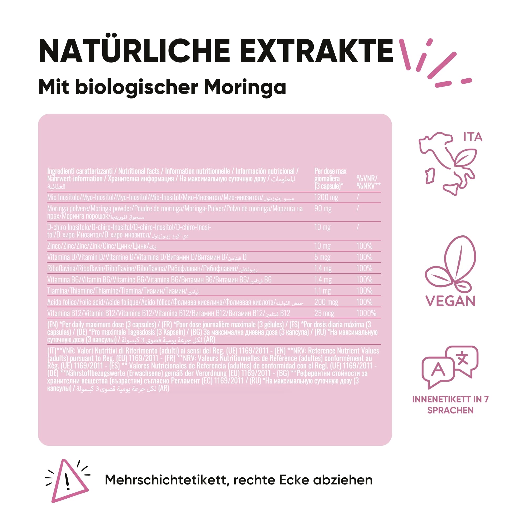 Women Balance PCOS Formula mit Myo Inositol & Bio Moringa Vitamin B Komplex mit B12 & B6 & Folsäure - Unterstützt Hormonhaushalt & Menstruationszyklus - 270 Kapseln
