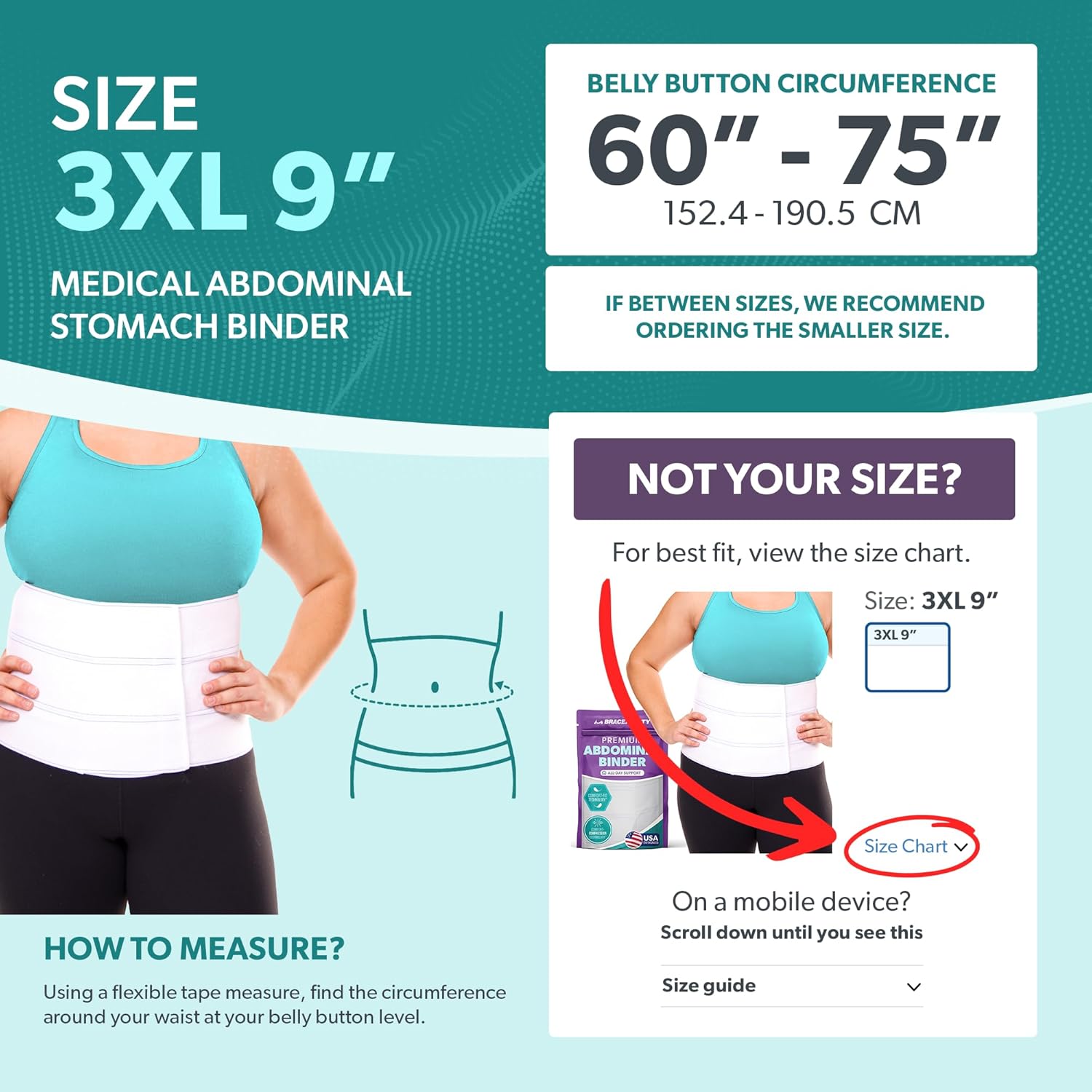 BraceAbility Plus Size Abdominal Binder for Post Surgery Recovery - Bariatric Stomach Hernia Belt, Post Partum Waist Binder, Diastasis Recti Belly Support Band for Bigger Men and Women (3XL 9")