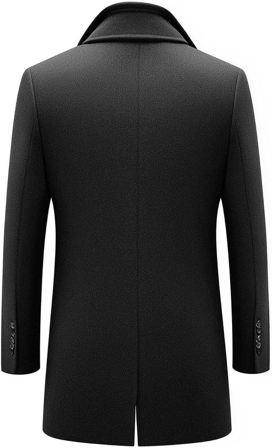 Mens Classic Black Overcoat Thigh-length Warm Jacket Versatile Modern Winter Wool Coat