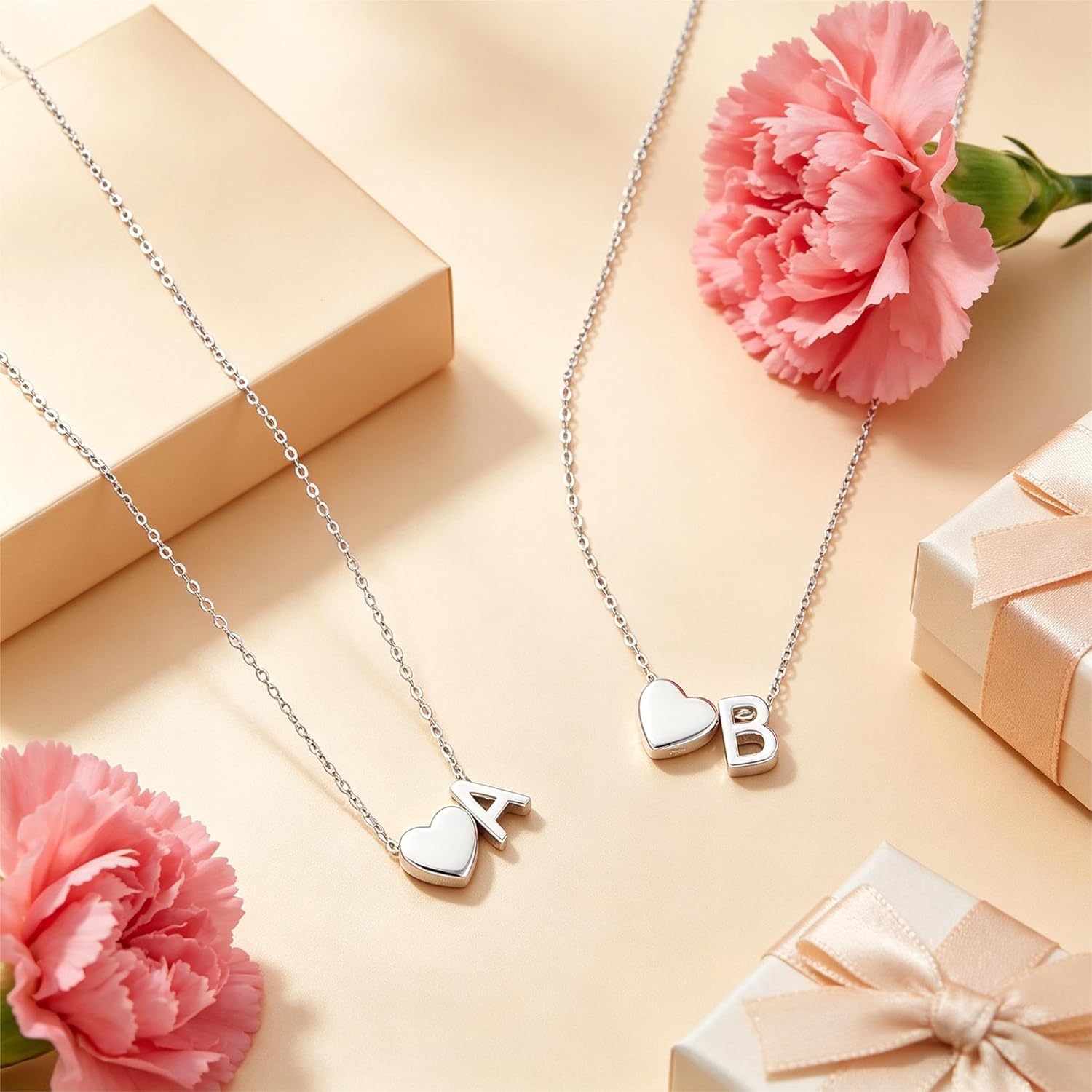 Turandoss Mothers Day Gifts for Mom Daughter Trendy, Dainty S925 Sterling Silver Tiny Heart Initial A-Z Necklace Letter Jewelry Birthday Mothers Day Gifts for Kids Teen Girls