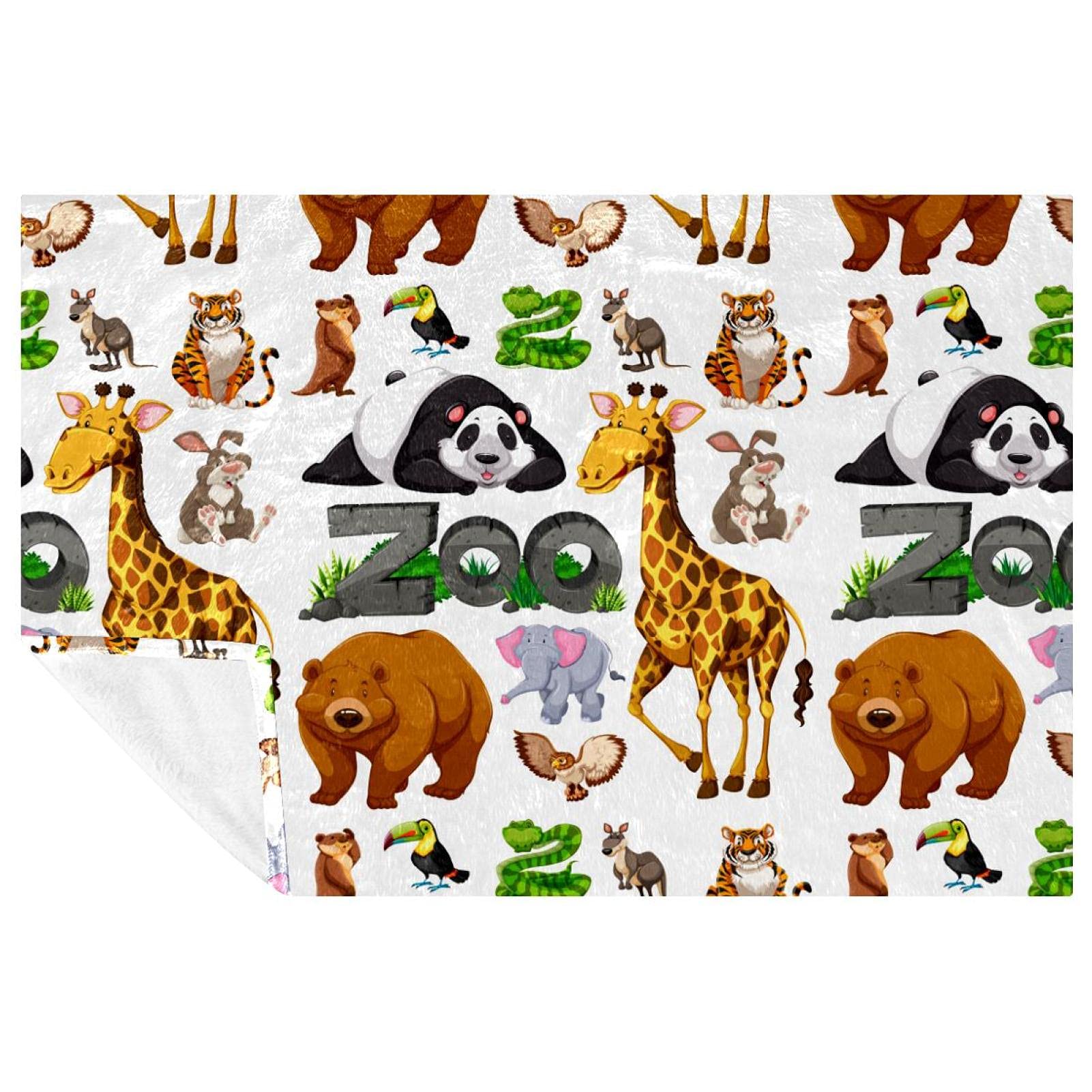 Couverture douce motifs animaux sauvages pour lit jeté de canapé et plaid camping