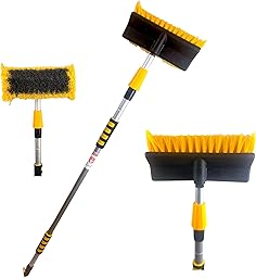 Water Flow Extendable Car Wash Brush with Telescopic Handle, 2 Section Pole - 2m Extendable Soft Bristles, Car Cleaning Kit with Built-In Hose for Cars, Vans, Lorries, and Caravans, Lightweight