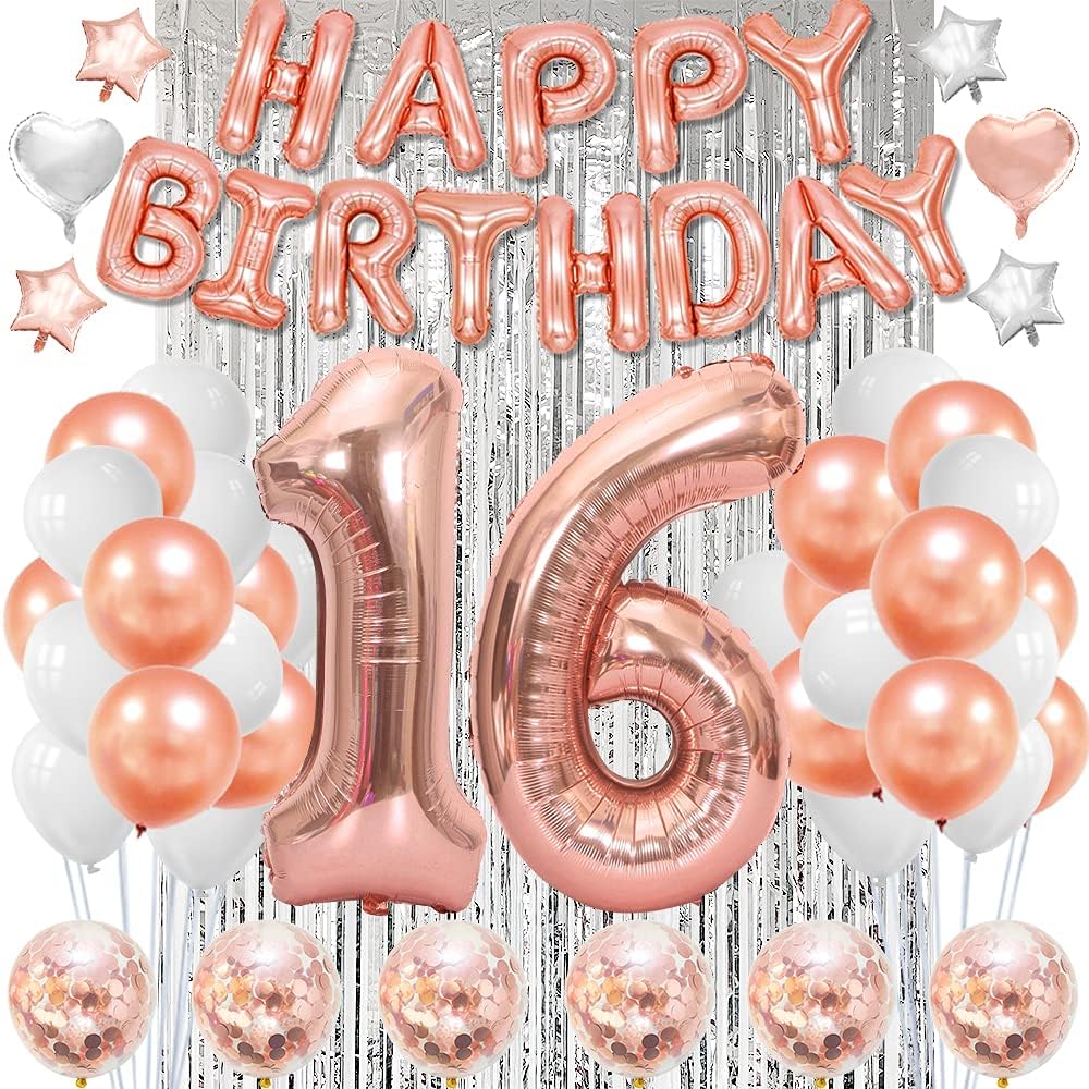 NORTHERN BROTHERS 16th Birthday Decorations - Sweet 16 Rose Gold Balloons & Party Decorations for Her