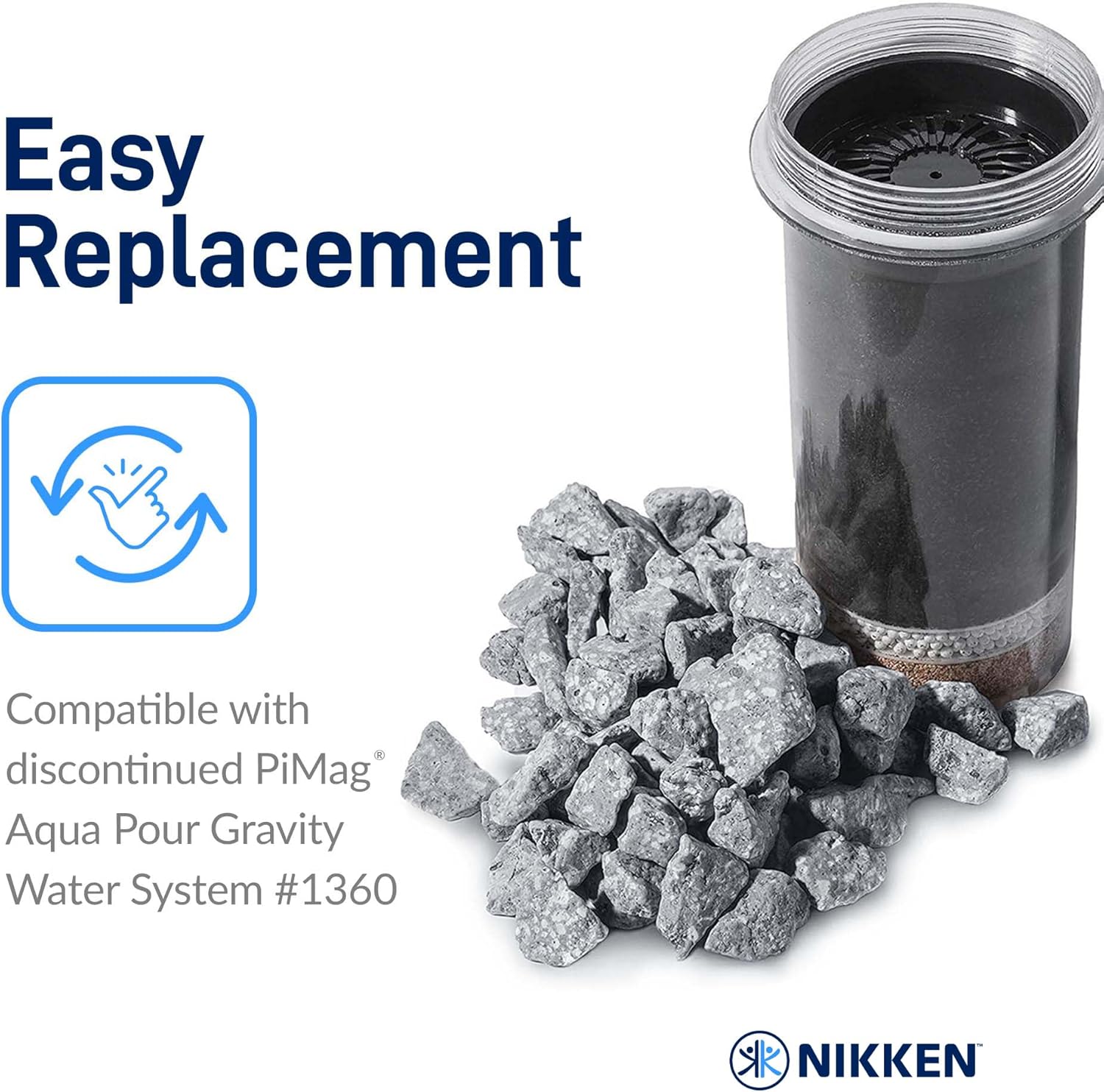 Nikken PiMag Aqua Pour Mineral Stones 1386 - Replacement for PiMag Aqua Pour System 1360 - Perfect for Reduction of Aesthetic Chlorine and Aesthetic Chloramine